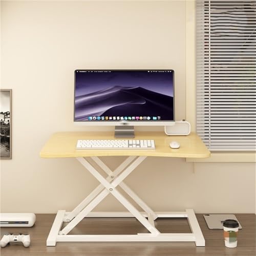 Gas Spring Assist Desk Risers for Monitors, Standing Desk Converter(Natural | Height Adjustable Monitor Stand, Large Keyboard Stand for Desktop, Desktop Riser for Home Office - color: Natural