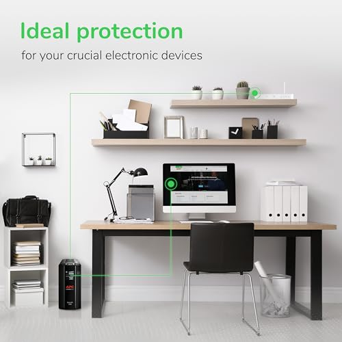 APC 1000VA/600W Pro UPS Battery Backup for Office Electronics, AVR, BX1000M | 1000VA Back-UPS Pro for home offices — 8 outlets, LCD, AVR, surge protection, 42-min runtime (@100W) for PCs & workstations - size: 1000VA