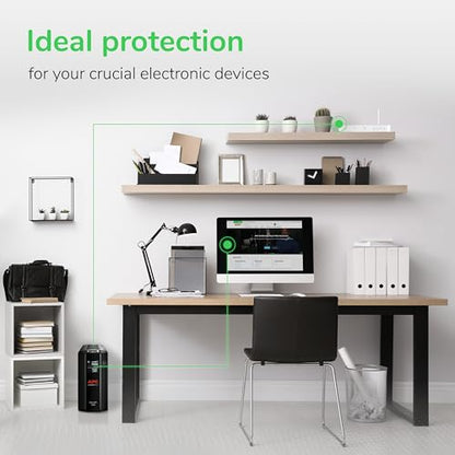APC 1000VA/600W Pro UPS Battery Backup for Office Electronics, AVR, BX1000M | 1000VA Back-UPS Pro for home offices — 8 outlets, LCD, AVR, surge protection, 42-min runtime (@100W) for PCs & workstations - size: 1000VA