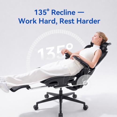 SIHOO B300 PRO Ergonomic Office Chair with Footrest, Mesh Desk Chair, Black - color: True Balck, size: Pack of 1