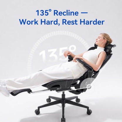 SIHOO B300 PRO Ergonomic Office Chair with Footrest, Mesh Desk Chair, Black - color: True Balck, size: Pack of 1