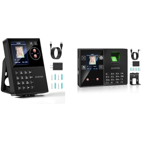KUIIYER Employees Time Clocks for Small Business, Employee Clock in & Out Machine Biometric Attendance Punch Clock Recorder Tracker (No Monthly Fee)