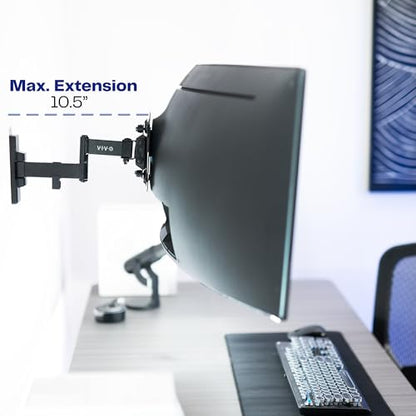 VIVO Black Single Ultrawide Wall Mount, Up to 49 in Screens, MOUNT-VW01M - color: Black, size: 75x75mm to 100x100mm VESA