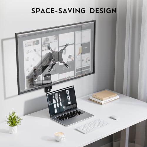 BONTEC Monitor Wall Mount Arm, 13-42 Inch Screens, Max VESA 200x200mm | VESA Gas Spring Height Adjustable, Max 19.8lbs, Swivel, Tilt, Space-Saving Desk Mount, Easy Installation, Single Arm TV Mount - style: Single Arm
