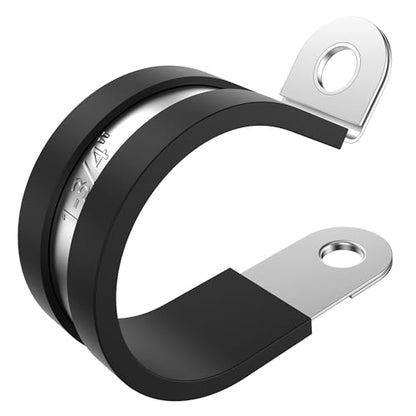 12PCS 1-3/4" Cable Clamps | Enhanced Riveted Reinforcement, 304 Stainless Steel, Rubber Cushioned Insulation, For Loop, Pipe and Metal Wire Use - size: cable clamp-1-3/4"(45mm) 12pcs