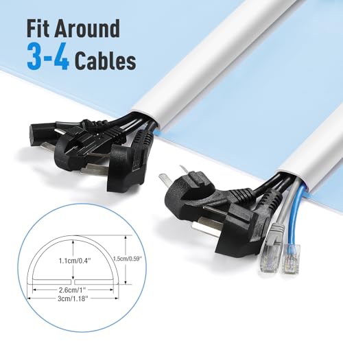 AGPTEK Wall Cord Hider 78 Inch - Self-Adhesive Wire Cover Cable Raceway | Flexible PVC Home Wall Mount TV Cable Concealer Pet Cord Protector Management, Protect Cat Dog from Chewing, W 1.2" H 0.5"