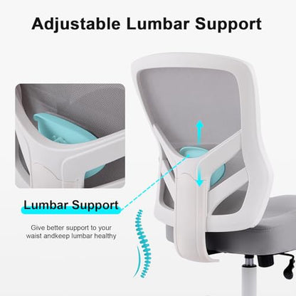 YFO Ergonomic Office Chair, Mesh Computer Desk Chair | Adjustable Back Lumbar Support and Armrests, Comfy Executive Rolling Swivel Task Chair for Home Office, Grey - color: Grey
