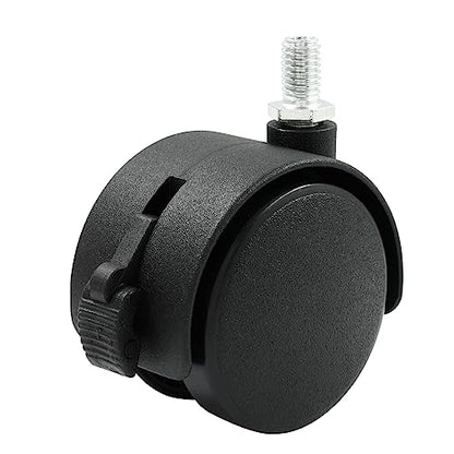 4 Pack 2 Inch Caster Wheel, M8 Threaded Stem, Black Nylon - style: 2 Inch with brake(4 Pack)