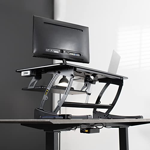 VIVO Black 42 inch Electric Desk Converter, DESK-V000VLE | Large, Height Adjustable, Stand Up Desk Riser, Wide Keyboard Tray, Standing Dual Monitor and Laptop Workstation, V Series - size: 42"