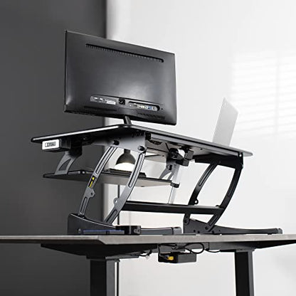 VIVO Black 42 inch Electric Desk Converter, DESK-V000VLE | Large, Height Adjustable, Stand Up Desk Riser, Wide Keyboard Tray, Standing Dual Monitor and Laptop Workstation, V Series - size: 42"