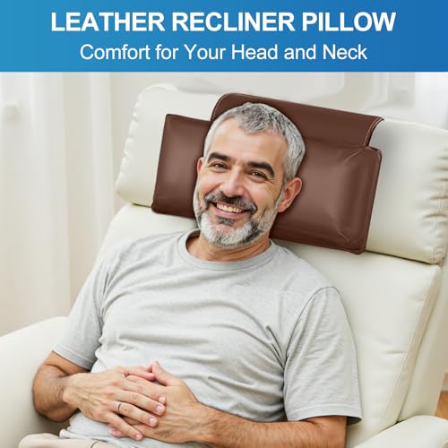 Recliner Pillow, Adjustable Neck & Head Support Pillow - color: Dark Brown