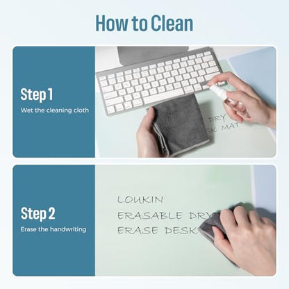 loukin Non-Slip Dry Erase Desk Mat, 32''x14'' Writing Mouse Pad for Office | 3-in-1 Workspace, Water-Resistant & Stain-Resistant, Easy to Write & Clean, Eye Protection, 2 Markers & 1 Cleaning Cloth