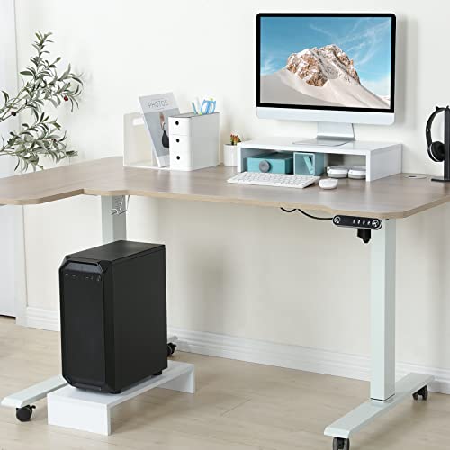 TEAMIX 2 Pack White Monitor Stand Riser 20 inch, Wooden Desktop Stand Shelf - color: White, size: 2 Pack-20 inch