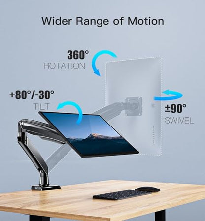 HUANUO Heavy Duty Monitor Arm for 27 32 34 40 49 Inch Ultrawide/Curved Screens, Full Motion Adjustable Monitor Mount with Aircraft-Grade Aluminum, Holds 26.4lbs, VESA 75x75/100x100mm