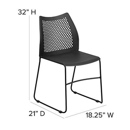 EMMA + OLIVER Home and Office Black Sled Base Stack Chair with Air - color: Black