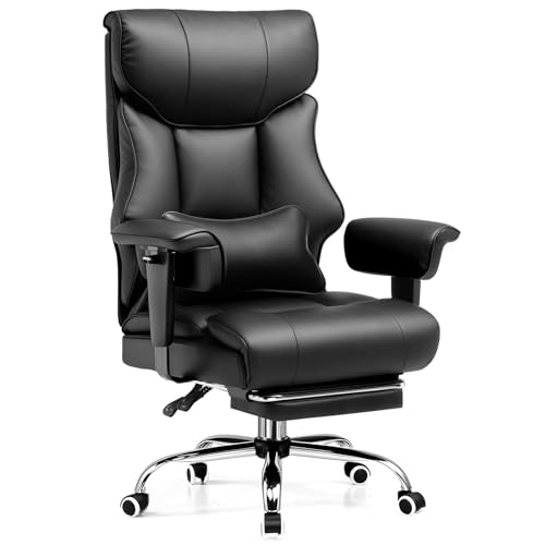 GTPLAYER Big and Tall Gaming Chair 400lbs Heavy Duty Office Chair with Foot Rest & Ergonomic Pocket Spring Cushion, High Back Lumbar Support for Lower Back Pain Relief, Ergo Black - color: Ergo-black