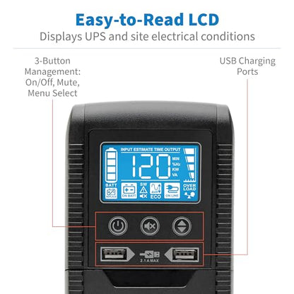 Eaton Tripp Lite ECO1300LCD 1300VA UPS 720W Battery Backup Surge Protector - style: 1300VA / LCD Screen