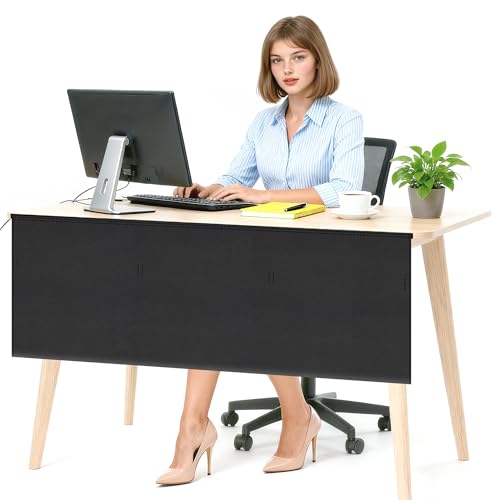 48" Under Desk Privacy Panel Self-Adhesive Modesty Panel Stand Up Desk Modesty Panel for Home Office or Standing Workstation, Black