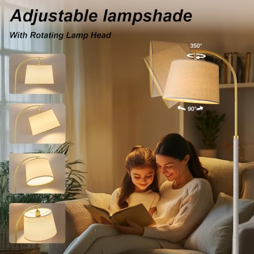 Real Wood Floor Lamps for Living Room Bedroom, 62" Mid Century Modern Lamp - color: White