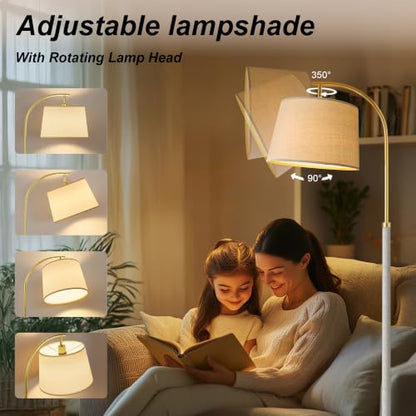 Real Wood Floor Lamps for Living Room Bedroom, 62" Mid Century Modern Lamp - color: White