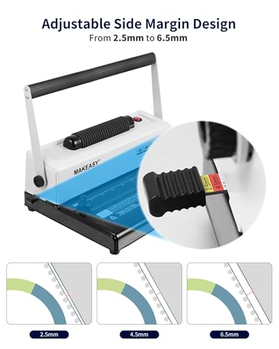 MAKEASY Coil Spiral Binding Machine, Punch 15 Sheet - Manual Hole Punch - Electric Coil Inserter - Adjustable Side Margin - for Letter Size/A4/A5, Comes with 1 Box 5/16'' Binding Coils & Plier