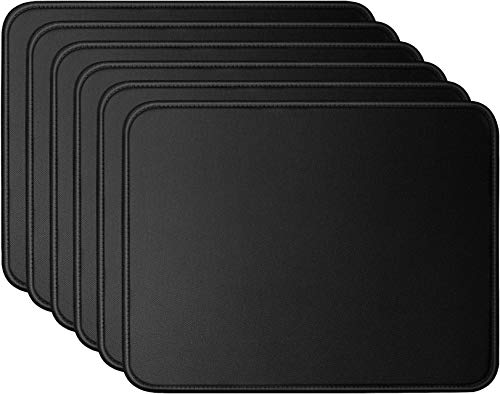 Mouse Pad Bundle Stitched Edges Premium Waterproof Gaming Mouse Mat Pad, Extends Battery Life Non-Slip Rubber Base Thick Black Mousepad for Laptop Computer & PC, 11 x 8.7 inch, Black-Pack of 6 - color: Black - Standard - 6 Packs