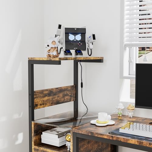 Computer Desk with Power Outlet and Storage Rack