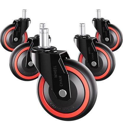 Office Chair Wheels Replacement Rubber Chair Casters Heavy Duty - color: Blacks