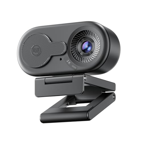 EMEET C100 2K Webcam for PC with Rotating Privacy Cover, Mic & Metal Clip | Computer Camera for Home Office, Meetings, Learning, Streaming, External Webcam for Desktop, Laptop, PC USB-A - style: Crisp 2K w/ Portable Metal Clip