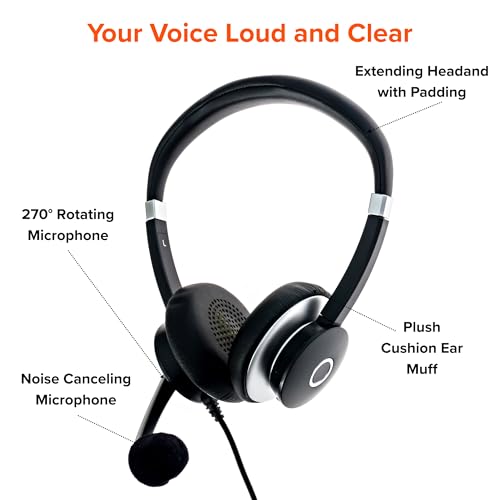 Spracht USB Wired Headphones for Work, WorkIT! Dual Ear Computer Headset with Microphone, USB A & USB C Head Sets, Comfortable Wired Headphones with Microphone for Work, Online, Office - style: Dual Ear