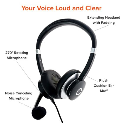 Spracht USB Wired Headphones for Work, WorkIT! Dual Ear Computer Headset with Microphone, USB A & USB C Head Sets, Comfortable Wired Headphones with Microphone for Work, Online, Office - style: Dual Ear