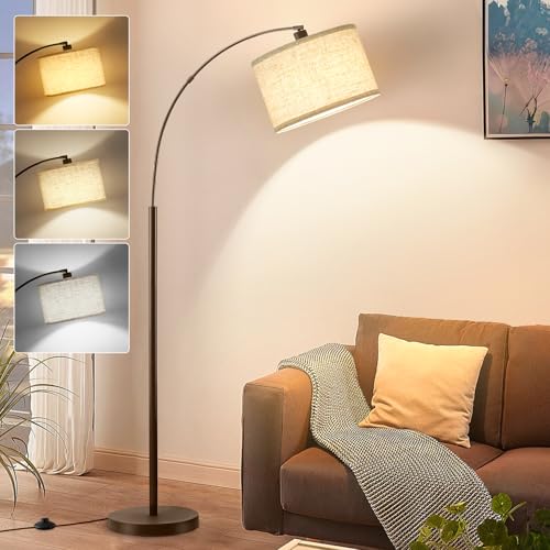 Luvkczc 71" Arc Floor Lamp for Living Room, Vintage Floor Lamp with Adjustable Lamp Head, Tall Pole Lamp with Foot Pedal Switch, Over Couch Arched Reading Light for Bedroom, Office, Study Room - color: Brown