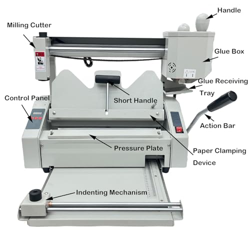 TECHTONGDA A4 Manual Hot Glue Book Binder Glue Book Binding Machine, 110V Desktop Wireless Book Binder with Indenting Function, Max Book Size 12.6"x11"