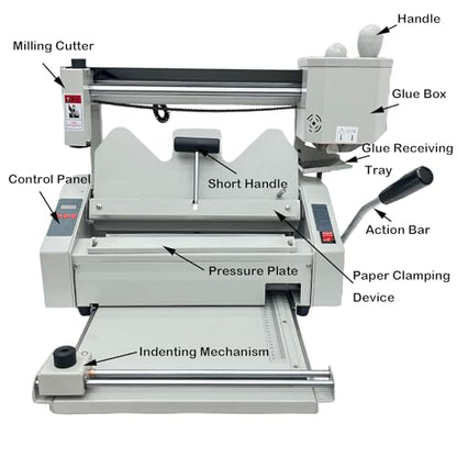 TECHTONGDA A4 Manual Hot Glue Book Binder Glue Book Binding Machine, 110V Desktop Wireless Book Binder with Indenting Function, Max Book Size 12.6"x11"