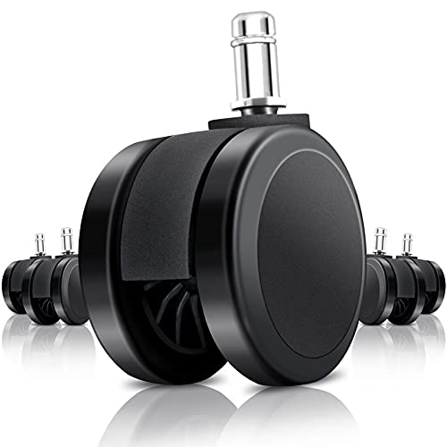 Replacement Office Chair Wheels, Caster Desk Chair Wheels, Rolling Wheels for Office Chair, Chair Rollers Casters, Chair Casters for Hardwood Floors, 5 Set Chair Casters Safe for All Floors. - style: Black
