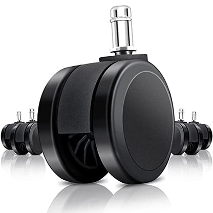 Replacement Office Chair Wheels, Caster Desk Chair Wheels, Rolling Wheels for Office Chair, Chair Rollers Casters, Chair Casters for Hardwood Floors, 5 Set Chair Casters Safe for All Floors. - style: Black