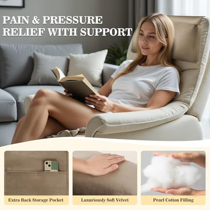 Recliner Headrest Pillow, Adjustable Comfort Neck & Head Support Pillow | Soft Velvet, Weighted Non-Slip Flap, Adjustable Filling, Washable Cover, for Recliners, Sofas, Office Chairs - color: Camel