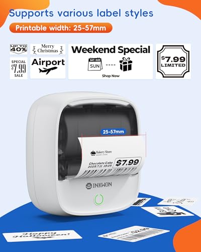 B21 Label Maker Machine with Tape, 2-Inch Wide Waterproof Tape, Bluetooth Portable Label Maker for Small Business, Office, Home, School Organization - color: White-Grey, style: Machine + 1 Tape
