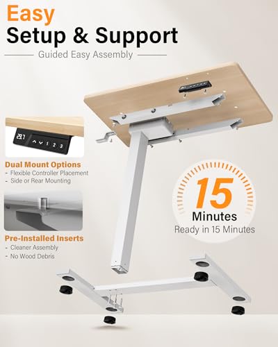 FiCiHi 24"x 16" Electric Standing Desk, Mobile Sit Stand Up Desk, Maple - color: Maple, size: 24" x 16"