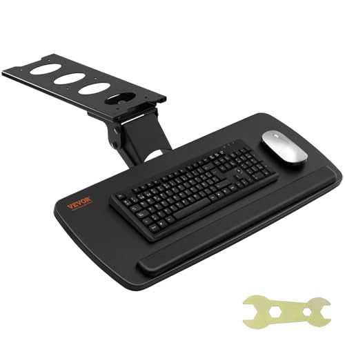 VEVOR Under-Desk Keyboard Tray, Adjustable for Height and Tilt, Slide-Out Design, Spacious 25x9.8 Inch Surface, Ideal for Home and Office Use - style: Adjustable