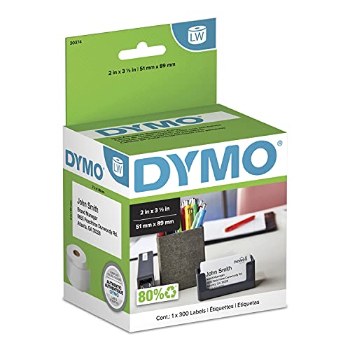 DYMO Authentic LW Non-Adhesive Business Card Labels for LabelWriter Label Printers, White, 2" x 3-1/2", 1 Roll of 300 - size: 2" x 3-1/2"