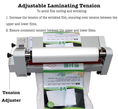 350mm Laminator Machine, Cold Hot Roller Laminating Machine, Single- & Double-Sided Thermal Laminator for Paper Card Wood Veneer PVC Foil, Digital Display, Safety Protection (V350)