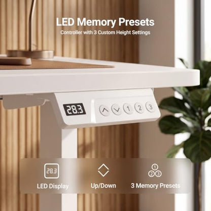 Claiks Electric Small Standing Desk, 32x19 Inch, White - color: White, size: 32 Inch
