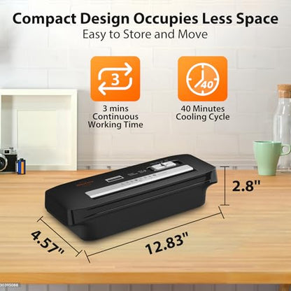 VidaTeco 6-Sheet Strip Cut Mini Paper Shredder for Home Use, Portable Small Document Shredder Without Basket, Shreds Staples, CD, Credit Card, Auto-Off, Anti-Jam, Overheat Protection, Extendable Arm