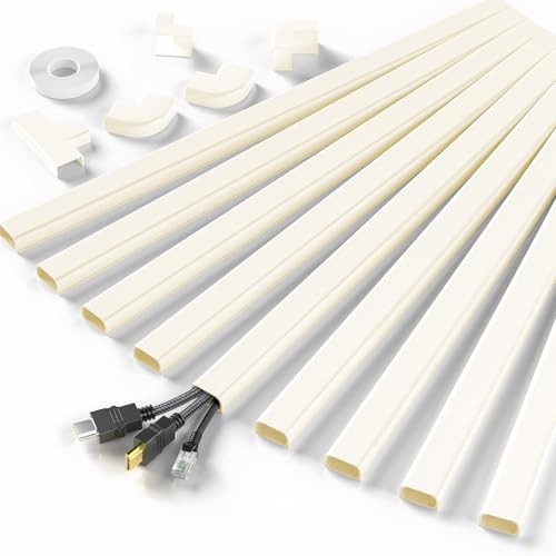 Delamu Cord Hider, 142in Cable Hider, Cord Covers for 2-3 Wires on Wall, Wire Covers for Cords, Wire Hiders for TV on Wall, Easier Setup Cable Cover Cable Management, W0.94 H0.47in, Beige - color: Beige, size: 142in L x 0.94in W x 0.47in H
