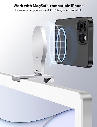 Stouchi Mag-Safe Continuity Camera Mount for Desktop Monitor | Adjustable Aluminum iPhone Webcam Mount for iMac, Apple TV 4K & Mac Displays | Compatible with 1/4" Tripod Screw - color: Silver