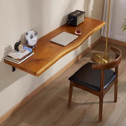 Industrial Wall Mounted Folding Bar Table Live Edge,Rustic Drop-Leaf Table,Solid Wood Floating Wall Desk Workbench for Small Space Kitchen & Dining Room Computer Desk(39.3" L x 17.7" W, Wood) - size: 39.3"L x 17.7"W