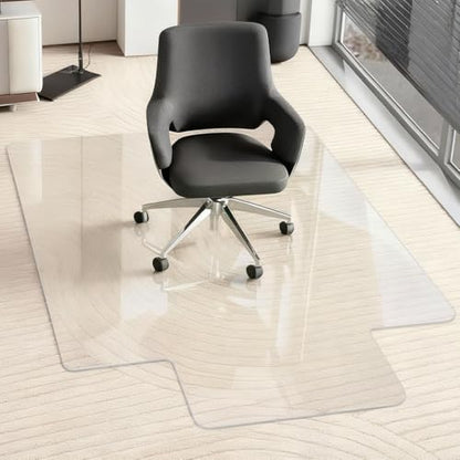 Tempered Glass Chair Mat with Lip, 36”x48” Heavy-Duty Office Floor Protector for Under-Desk Reach, for Carpet & Hardwood, 1/5" Thick - size: 36" x 48" w/ Lip