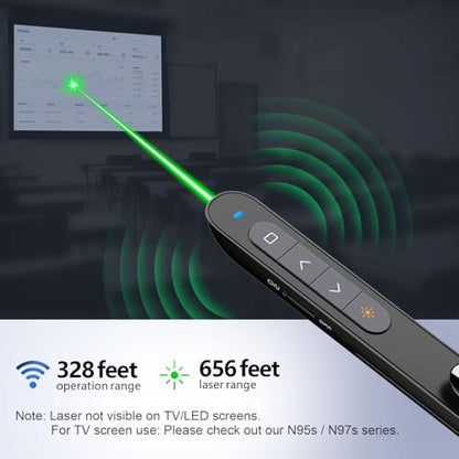 Norwii N76 Rechargeable Presentation clicker for PowerPoint Presentations - color: Green - Rechg. - USB-A