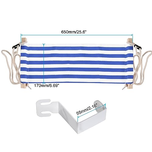 PATIKIL Foot Hammock Under Desk, Adjustable Foot Rest Sling with Hooks Portable Desk Footrest for Airplane Travel Home Office, Blue White Style 1 - color: Blue